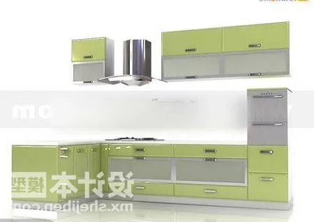 Blue Kitchen Corner Cabinet Designs 3d model