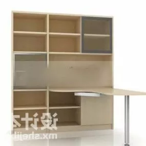 Bookcase With Table 3d model