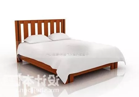 Wooden Double Bed V1 3d model Wooden Double Bed V1 3d model
