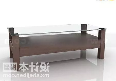 Glass Coffee Table With Wooden Layer 3d model Glass Coffee Table With Wooden Layer 3d model