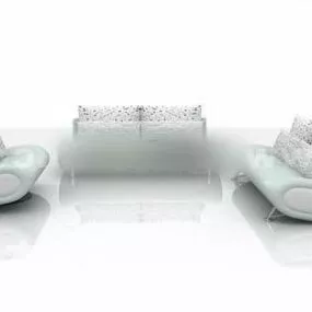 Modern White Fabric Sofa Set 3d model