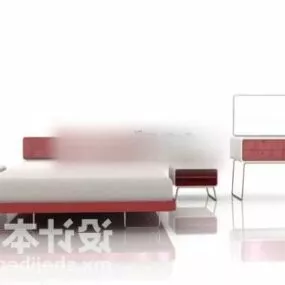 Double Bed Modernism Style With Nightstand 3d model