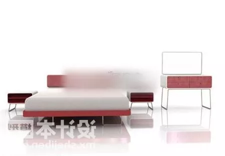 Double Bed Modernism Style With Nightstand 3d model Double Bed Modernism Style With Nightstand 3d model