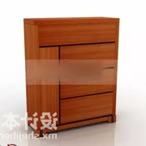 Bedside Table Red Wood 3d model