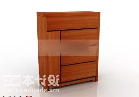 Bedside Table Red Wood 3d model Bedside Table Red Wood 3d model