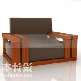 Red Wood Armchair Modern Style 3d model