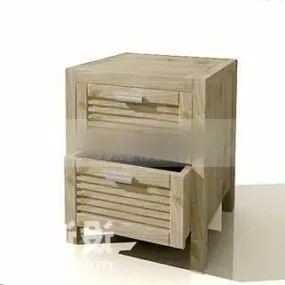 The Bedside Table Vintage Wooden 3d model