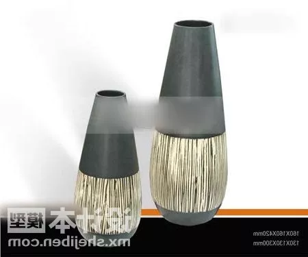 Art Vase With Dry Branch Decorative 3d model