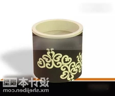 Porcelain Vase Decor Floral Texture 3d model