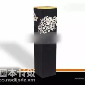 Black Tube Square Pot Decorating 3d model