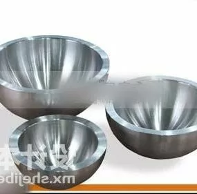 Stainless Steel Tableware 3 Bowls 3d model