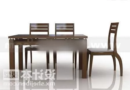 Wood Table And Chair Simple Style 3d model Wood Table And Chair Simple Style 3d model