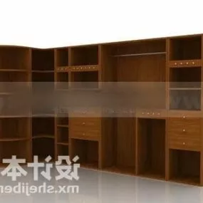 Bookcase Wooden Wall Mount 3d model