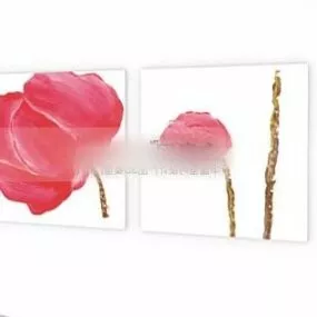 Red Flower Painting Artwork 3d model