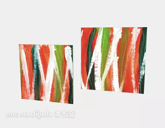 Chinese Painting With Antique Text 3d model