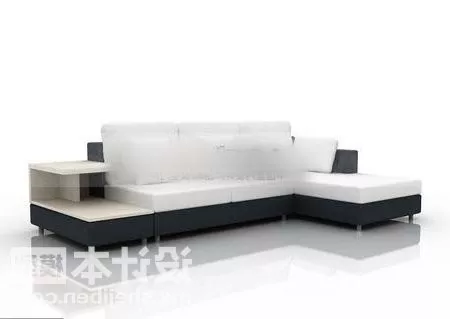 Sectional White Sofa Fabric 3d model Sectional White Sofa Fabric 3d model