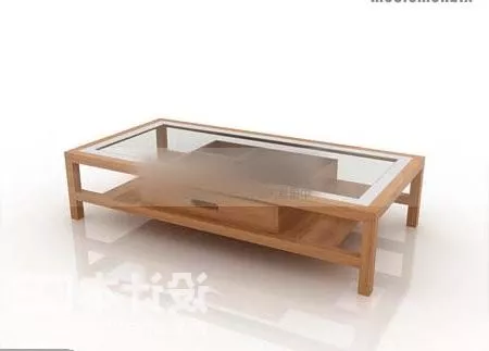 Rectangular Coffee Table Oak Wooden 3d model Rectangular Coffee Table Oak Wooden 3d model