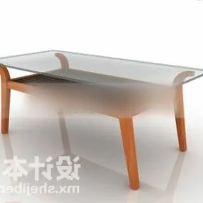 Wood Coffee Table Glass Top 3d model