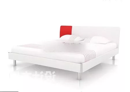 Minimalist Double Bed White Color 3d model Minimalist Double Bed White Color 3d model