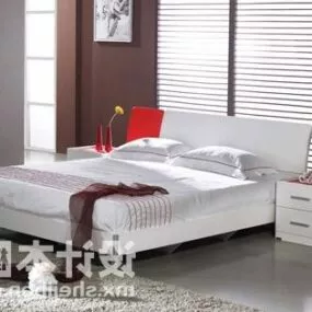 White Double Bed Bedroom Furniture Set 3d model