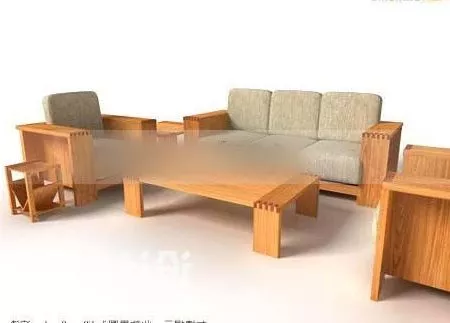 Wood Upholstery Sofa Set 3d model Wood Upholstery Sofa Set 3d model