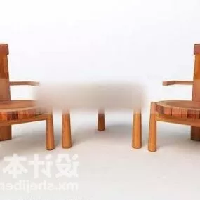 Wooden Furniture Table And Chair 3d model