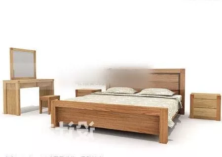 Double Bed With Table Set 3d model Double Bed With Table Set 3d model