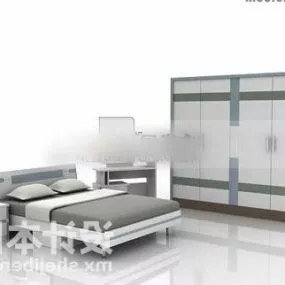Double Bed With Wardrobe 3d model