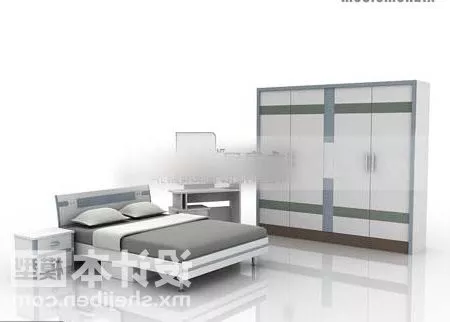 Bedroom Mdf Wardrobe With Mirror 3d model