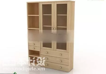 Side Clothes Wardrobe Walnut Material 3d model