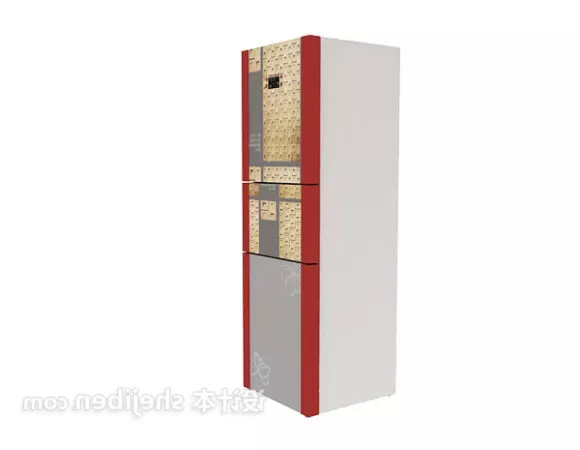Red Refrigerator Three Doors 3d model Red Refrigerator Three Doors 3d model