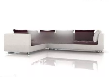 Corner Sofa Beige Leather With Cushion 3d model Corner Sofa Beige Leather With Cushion 3d model