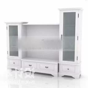 European Tv Cabinet White Painted V1 3d model