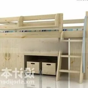 Children Wooden Bunk Bed 3d model