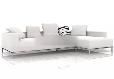 Sectional Sofa White Leather With Cushion 3d model Sectional Sofa White Leather With Cushion 3d model