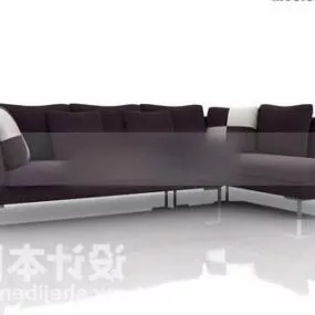 Sectional Sofa Brown Leather With Cushion 3d model