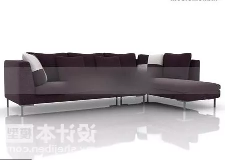 Sectional Sofa Brown Leather With Cushion 3d model Sectional Sofa Brown Leather With Cushion 3d model