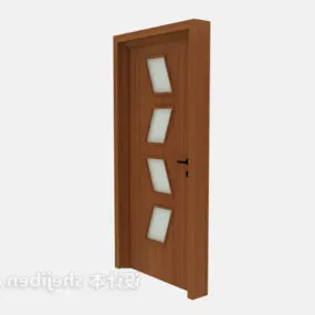 Wood Door With Small Glass Windows 3d model