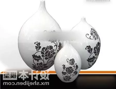 Vase Flower Rectangular Potted 3d model