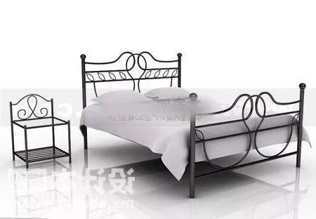 Simple Wood Canopy Bed 3d model