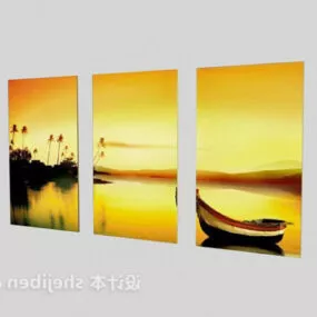 Sunset Landscape Painting 3d model