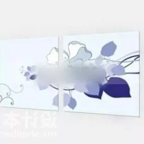 White Purple Flower Painting 3d model