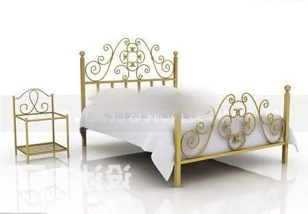 Double Bed Brass Frame 3d model Double Bed Brass Frame 3d model