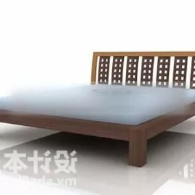 Single Bed Wooden Material 3d model