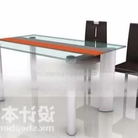 Glass Table And Black Chair Combination 3d model