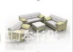 White Sofa Chair Combination 3d model