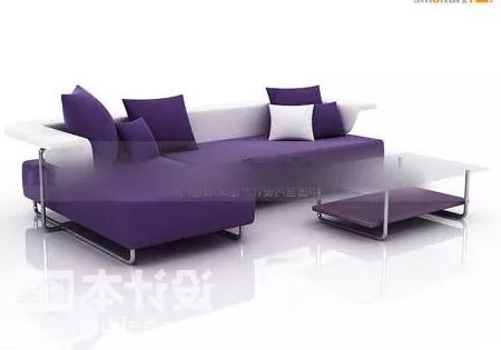 Purple Fabric Sofa Set 3d model Purple Fabric Sofa Set 3d model