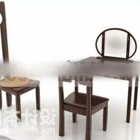 Dresser Table With Oval Mirror 3d model