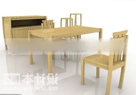 Dinning Table And Chair Wooden Set 3d model Dinning Table And Chair Wooden Set 3d model