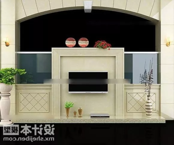 Lcd Tv Flat Style With Stand 3d model